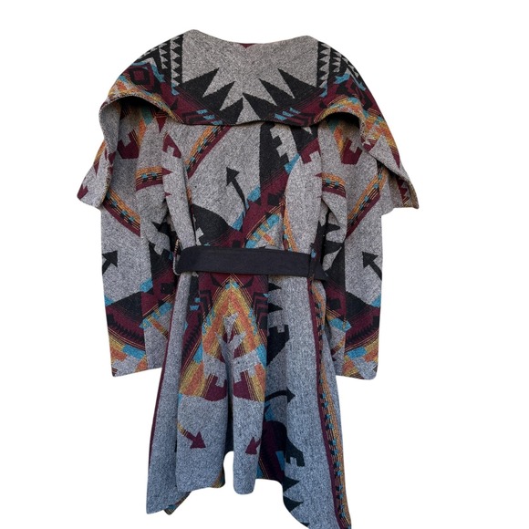 American Rag Cie Coatigan Womens Large Multicolor Southwestern Geometric Belted - Picture 2 of 8